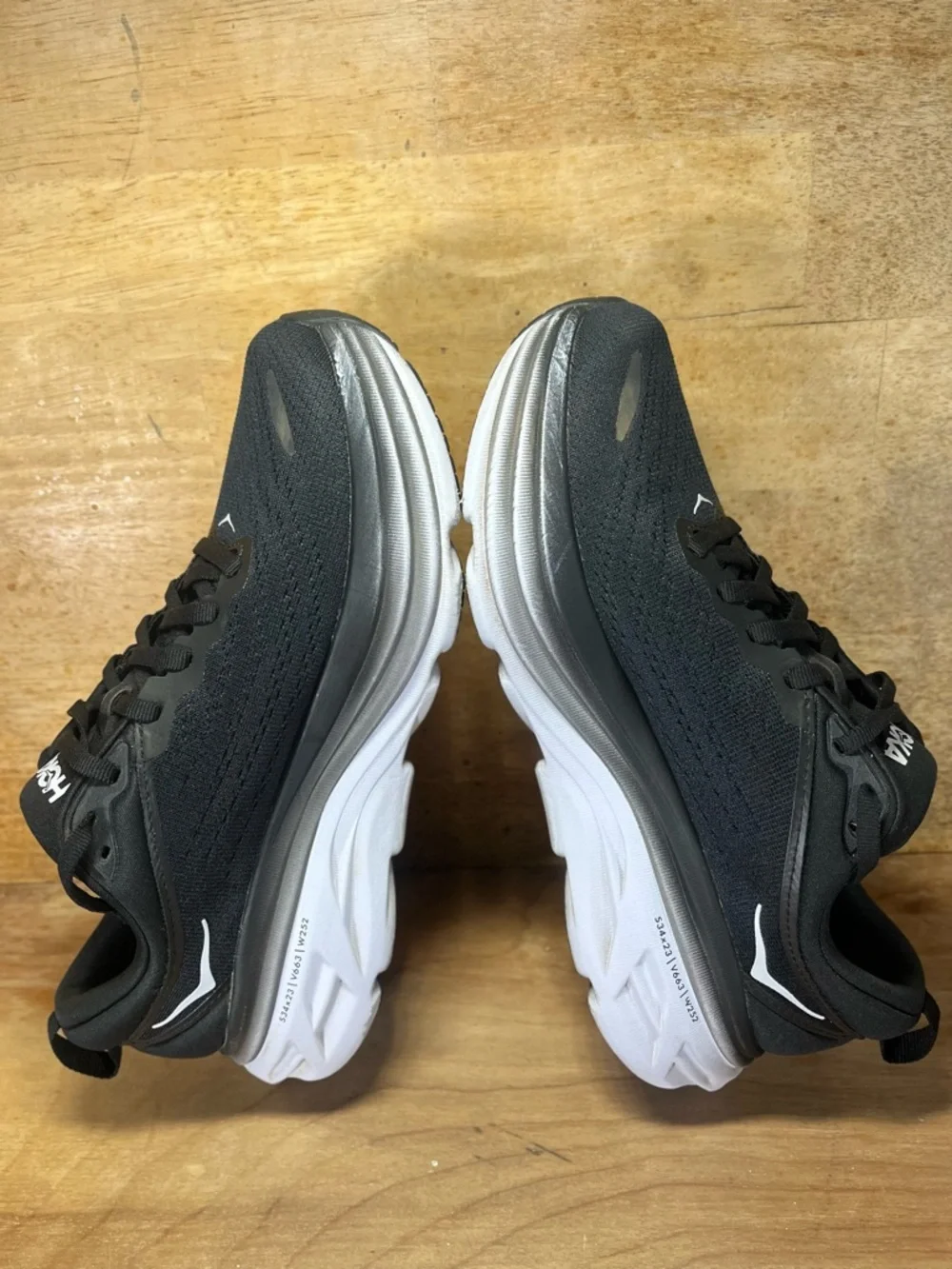 Hoka One One Bondi 8 Womens Size 6.5 Running Shoes Sneakers Black White - Picture 6 of 12